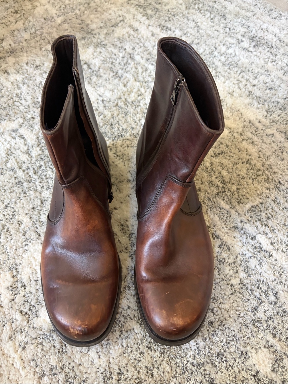 Vintage Prada Brown Leather Zip-Front Boots Men’s Size 9 EUC Made in Italy - Picture 3 of 13